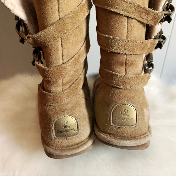 Bearpaw Brown Buckled Short Women's Winter Sherpa Boots 7 - Picture 4 of 6